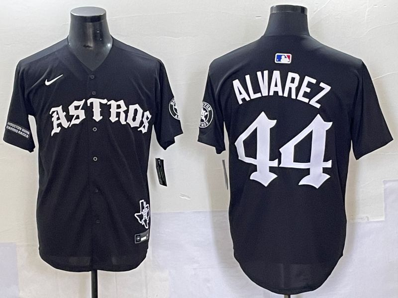 Men 2025 Houston Astros 44 Alvarez Black Seven generations Joint Name Nike MLB Jersey style 13